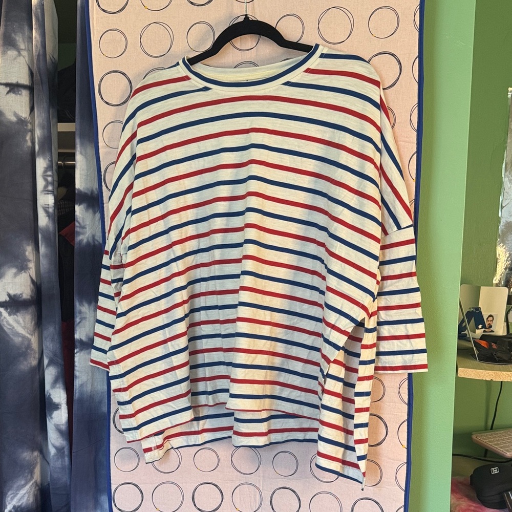 Striped Long Sleeve Top - Red, Blue, White
